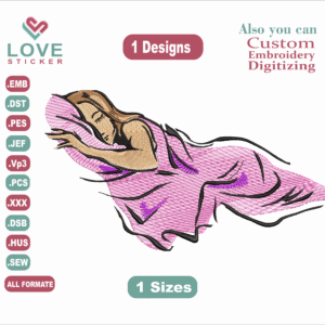 Sleeping woman Embroidery,Files Instant Download