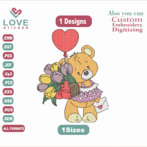 bear love Embroidery Designs,Embroidery Designs,Files Instant Download