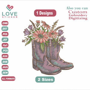 Farm Boots Bouquet Embroidery Designs,Embroidery Designs, Files Instant Download