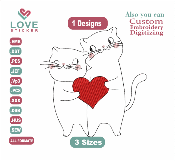 Kitten Love BikeEmbroidery Designs,Embroidery Designs,Files Instant Download