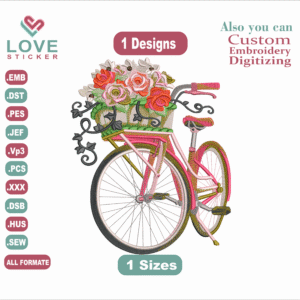 BICICLETA COM ROSAS Embroidery Designs,Embroidery Designs,Files Instant Download