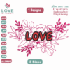 Love Sign with Flowers Valentine Embroidery Designs,Embroidery Designs,Files Instant Download