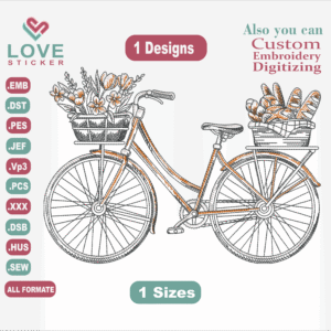 Bicycle Embroidery Designs,Embroidery Designs, Files Instant Download