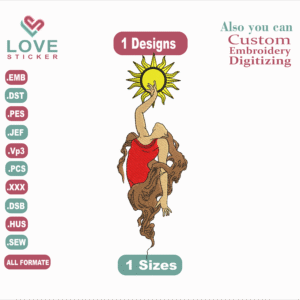 LADY SUN Embroidery Designs,  Files Instant Download