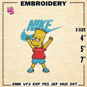Bart Simpson Nike Embroidery Design files, Bart Simpson Machine Embroidery Designs,Digital Download Embroidery