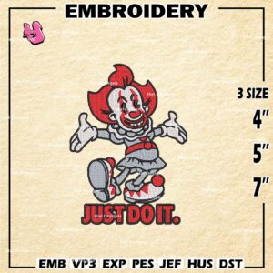 Pennywise With Embroidery Design files, Pennywise Machine Embroidery Designs, Digital Download Embroidery