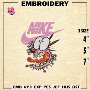 Cowardly Dog With Nike Embroidery Design files, Cowardly Dog Machine Embroidery Designs, Digital Download Embroidery