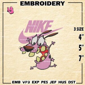 Cowardly Dog Nike Embroidery Design files, Cowardly Dog Machine Embroidery Designs, Digital Download Embroidery