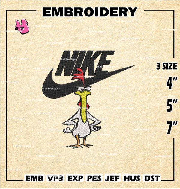 Chicken Nike Embroidery Design files, Fashion Brands Machine Embroidery Designs, Digital Download Embroidery