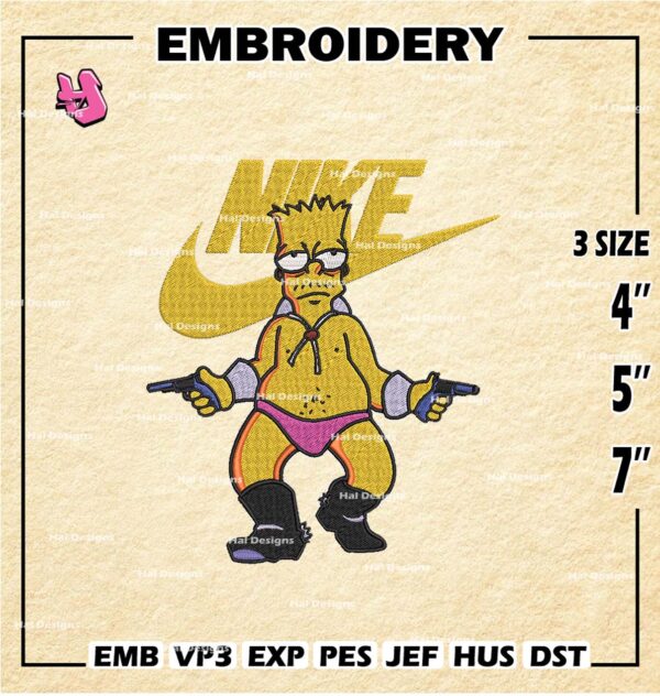 Nike x Bart Simpson Embroidery Design files, Fashion Brand Machine Embroidery Designs, Digital Download Embroidery
