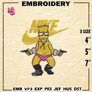 Nike x Bart Simpson Embroidery Design files, Fashion Brand Machine Embroidery Designs, Digital Download Embroidery