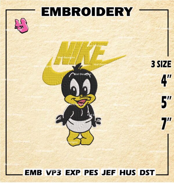 Nike Daffy Duck Embroidery Design files, Fashion Brand Machine Embroidery Designs, Digital Download Embroidery