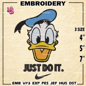 Nike Donald Duck Embroidery Design files, Just Do It Machine Embroidery Designs, Digital Download Embroidery