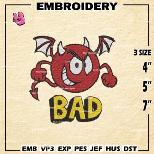 Bad Good Angels Embroidery Designs, Angels Machine Embroidery Patte, Bad Good Logo Embroidery File