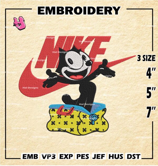 Felix The Cat Nike Embroidery Designs, Machine Embroidery Patte, Felix The Cat Logo Embroidery File