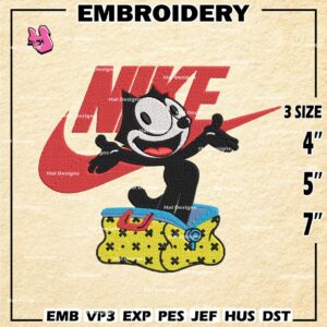 Felix The Cat Nike Embroidery Designs, Machine Embroidery Patte, Felix The Cat Logo Embroidery File
