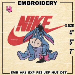 Eeyore Embroidery Designs, Nike Machine Embroidery Patte, Eeyore Logo Embroidery File