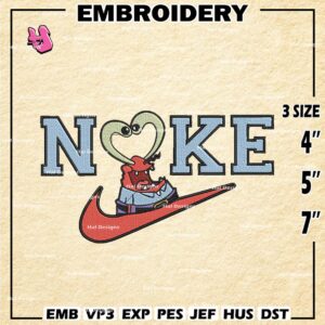 Nike Mr. Krabs Embroidery Designs, SpongeBob SquarePants Mouse Machine Embroidery Patte, Nike Logo Embroidery File.
