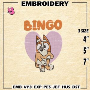 Bingo Dance Heart Comfort Colors Embroidery File, Embroidery Designs, Machine Embroidery Design