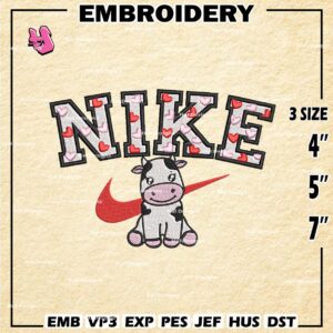 Dairy Cow Nike Embroidery Designs, Dairy Cow Mouse Machine Embroidery Patte, Nike Logo Embroidery File