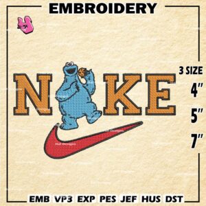 Nike Cookie Monster Embroidery Designs, Monster Machine Embroidery Design, Nike Embroidery Design, Embroidery Machin