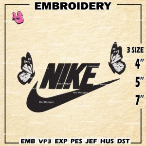 Nike With Buffterfly Embroidery Designs, Butterfly Machine Embroidery Design, Nike Embroidery Design, Embroidery Machin