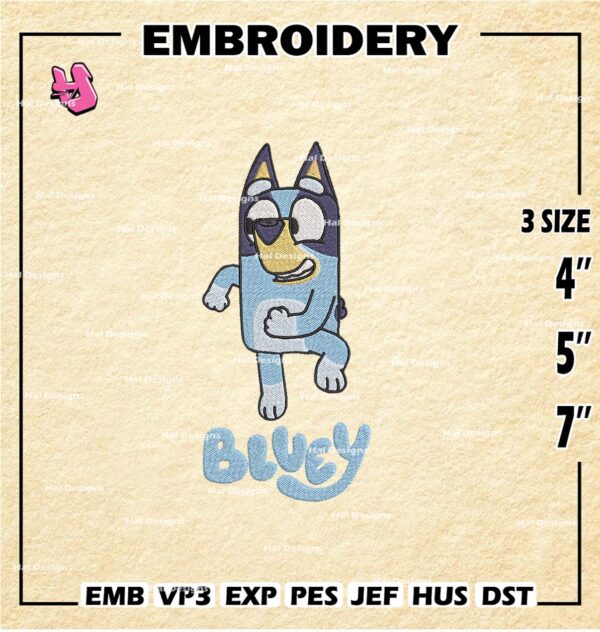 Bluey Embroidery Designs, Cartoon Logo Embroidery Files, Machine Embroidery Patte