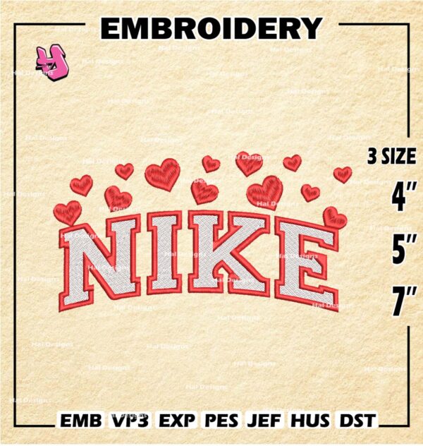 Nike Heart Valentine Embroidery Designs, Love Machine Embroidery Design, Embroidery Design, Embroidery Machin