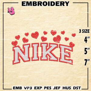 Nike Heart Valentine Embroidery Designs, Love Machine Embroidery Design, Embroidery Design, Embroidery Machin