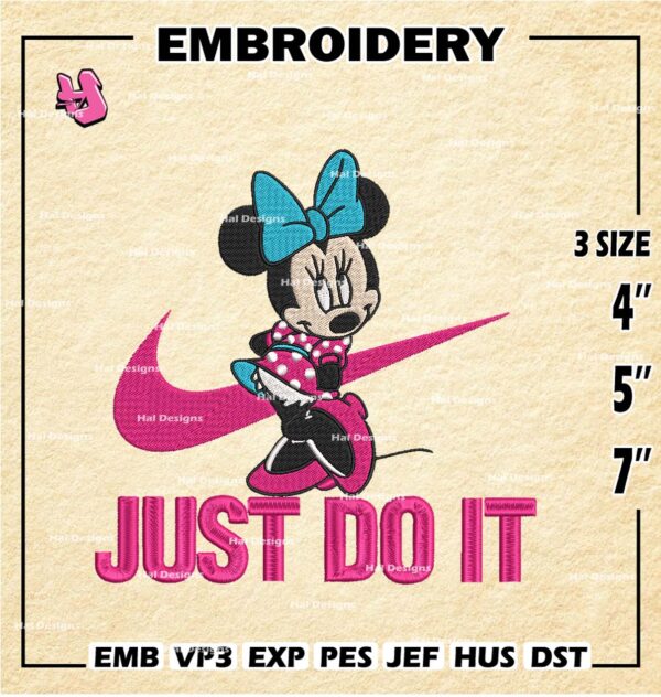 Nike Minnie Embroidery Designs, Just Do It Machine Embroidery Design, Embroidery Design, Embroidery Machin