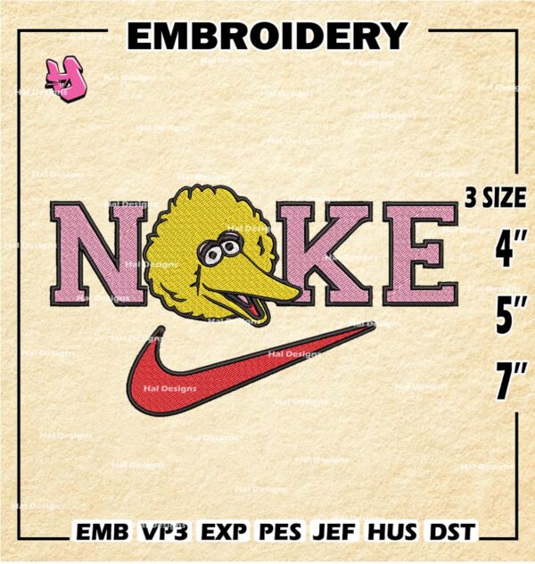 Nike Big Bird Embroidery Designs, Sesame Street Machine Embroidery Design, Embroidery Design, Embroidery Machin