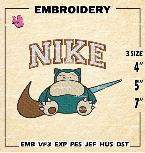 Nike Snorlax Embroidery Designs, Pokemon Machine Embroidery Design, Anime Embroidery Design, Embroidery Machin