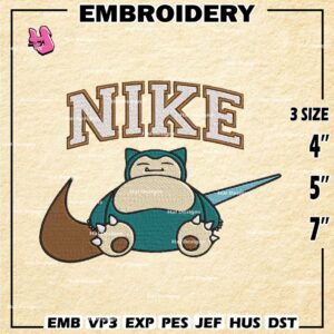 Nike Snorlax Embroidery Designs, Pokemon Machine Embroidery Design, Anime Embroidery Design, Embroidery Machin