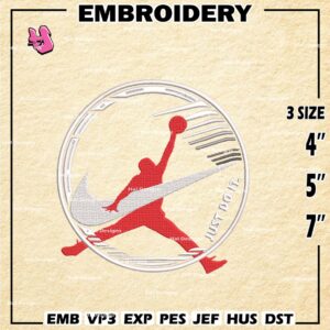 Nike Air Jordan Embroidery Designs, Just Do It Machine Embroidery Design, Embroidery Design, Embroidery Machin