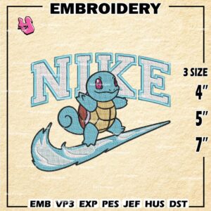 Nike Squirtle Embroidery Designs, Pokemon Machine Embroidery Design, Anime Embroidery Design, Embroidery Machin