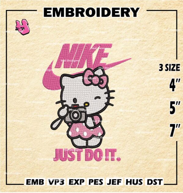 Nike Hello Kitty Swoosh Embroidery Designs, Cartoon Machine Embroidery Design, Embroidery Design, Embroidery Machin