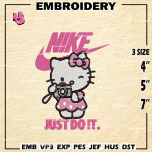 Nike Hello Kitty Swoosh Embroidery Designs, Cartoon Machine Embroidery Design, Embroidery Design, Embroidery Machin