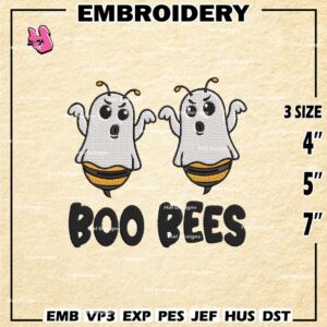 Boo Bees Embroidery Designs, Ghost Machine Embroidery Patte, Logo Embroidery Files