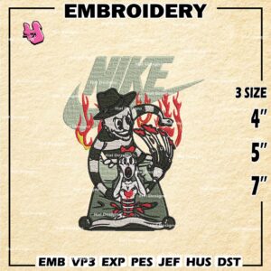 Nike Freddy Krueger Embroidery Designs, Horror Swoosh Machine Embroidery Design, Embroidery Design, Embroidery Machin