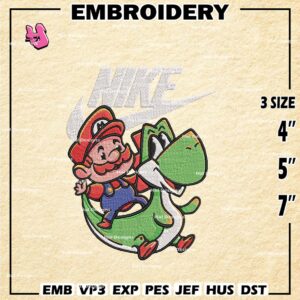 Nike Super Mario World Embroidery Designs, Mario Swoosh Machine Embroidery Design, Embroidery Design, Embroidery Machin