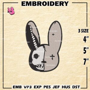 Bad Bunny Embroidery Designs, Bad Bunny Machine Embroidery Patte, Logo Embroidery Files