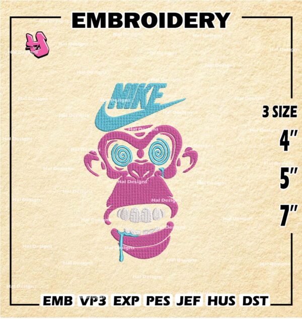 Nike Monkey Embroidery Designs, Monkey Swoosh Embroidery Design, Monkey Nike Embroidery Design, Embroidery Machin