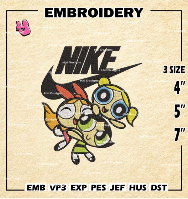 Nike Powerpuff Girls Embroidery Designs, Embroidery Design, Nike Embroidery Design, Embroidery Machin