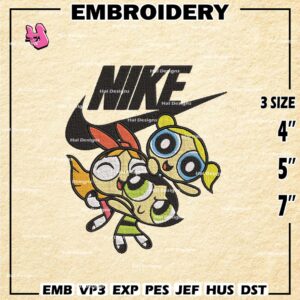 Nike Powerpuff Girls Embroidery Designs, Embroidery Design, Nike Embroidery Design, Embroidery Machin
