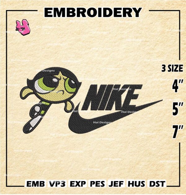 Nike Buttercup Embroidery Designs, Powerpuff Girls Embroidery Design, Nike Embroidery Design, Embroidery Machin