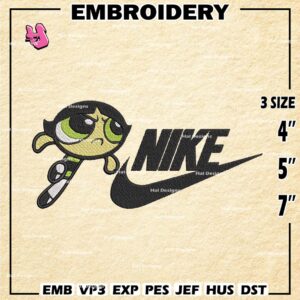 Nike Buttercup Embroidery Designs, Powerpuff Girls Embroidery Design, Nike Embroidery Design, Embroidery Machin