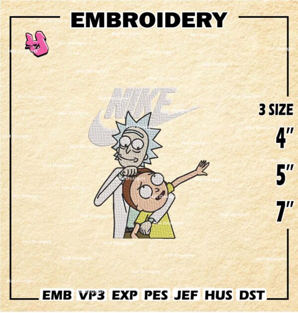 Nike Rick and Morty Embroidery Design files, Machine Embroidery Designs, Digital Download Embroidery