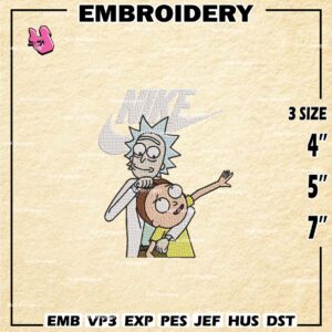 Nike Rick and Morty Embroidery Design files, Machine Embroidery Designs, Digital Download Embroidery