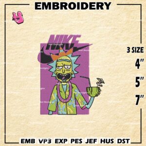 Nike Rick Swoosh Embroidery Design files, Rick and Morty Machine Embroidery Designs, Digital Download Embroidery