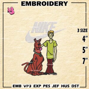 Scooby Doo Swoosh Nike Embroidery Design files, Scooby Doo Machine Embroidery Designs, Digital Download Embroidery